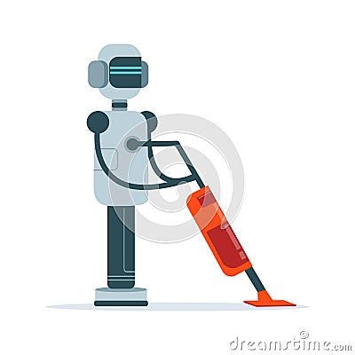 Housemaid android character with vacuum cleaner vector Illustration Vector Illustration