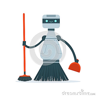 Housemaid cleaning robot character vector Illustration i Vector Illustration