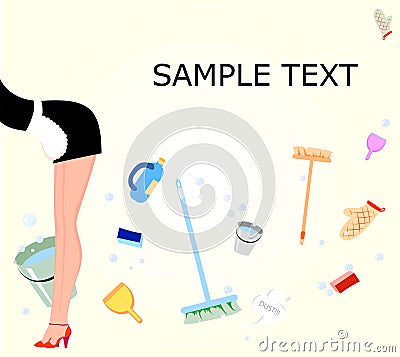 Housemaid cleans the house Stock Photo