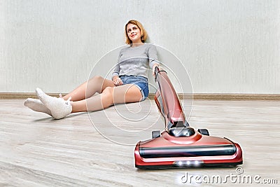 Housemaid vacuums with cordless stick vacuum with led lights on Stock Photo