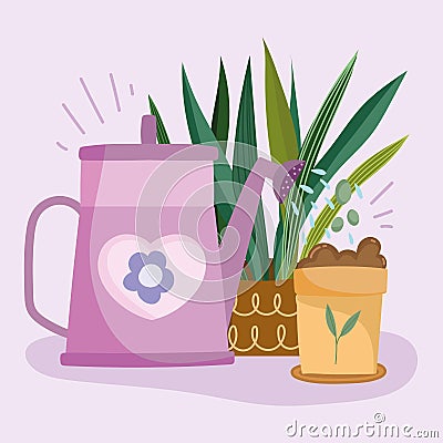 houseplant care watering Vector Illustration