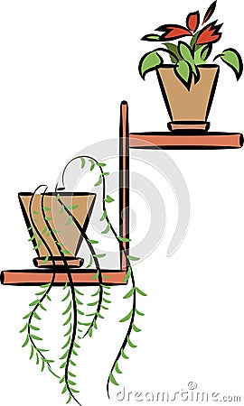 Houseplant on shelf Stock Photo