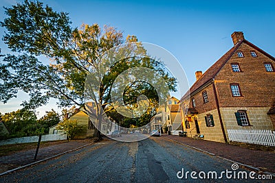 Houses along Main Street, in the Old Salem Historic District, in Editorial Stock Photo