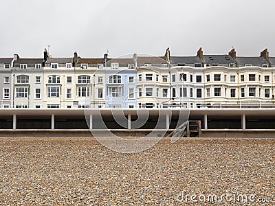 Row of houses from Hastings Beach Stock Photo