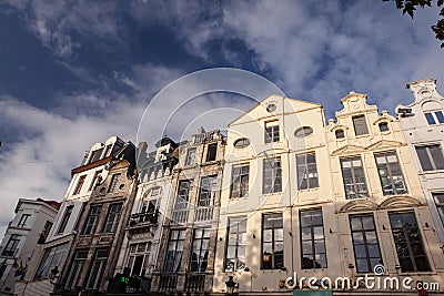 Houses in Brussels, street with traditional architecture Editorial Stock Photo