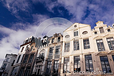 Houses in Brussels, street with traditional architecture Editorial Stock Photo