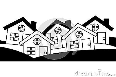 Houses buildings silhouette icon Vector Illustration