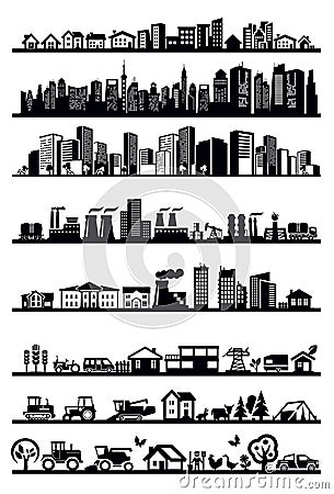 Houses and city icons Vector Illustration