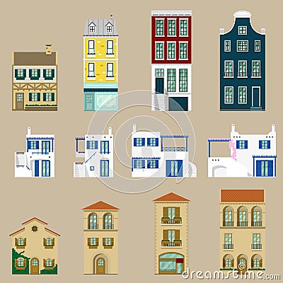 Houses collection,Europe house Vector Illustration
