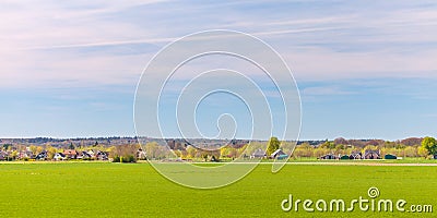 Houses and farms in front of the Dutch national park Veluwe Stock Photo