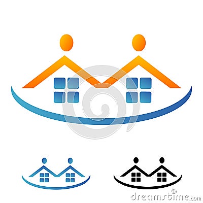 Houses and figuresheads logo Vector Illustration