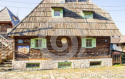 Houses for the film festival In Drvengrad Kusturica, Serbia Editorial Stock Photo