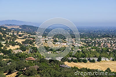 Houses on the hills of south San Francisco bay, Almaden Valley, California Stock Photo