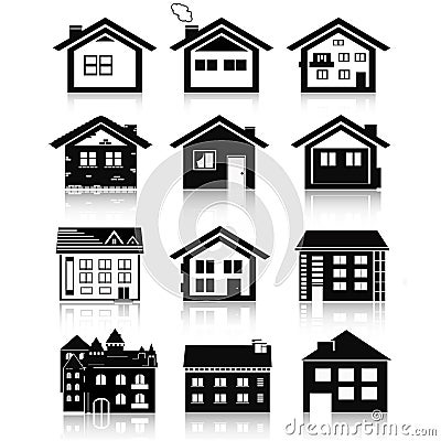 Houses icons set. Real estate Vector Illustration