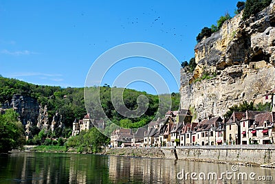 Houses of La Roque Gageac in France Stock Photo