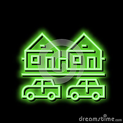 houses motel neon glow icon illustration Vector Illustration