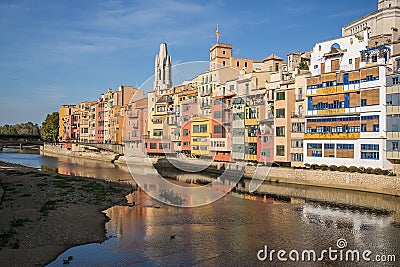 Houses of the Onyar River. Stock Photo