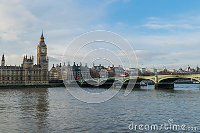 Houses Of Parliament, Big Ben And Westminster Bridge In London, UK. Stock Photo