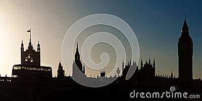 Houses of Parliament Skyline in Silhouette Stock Photo