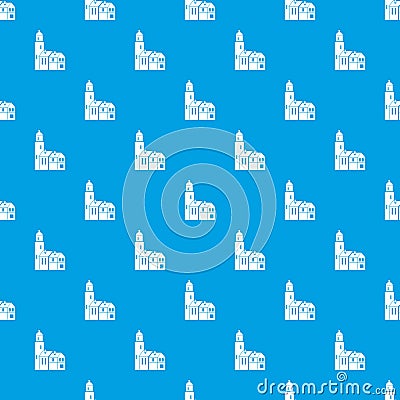 Houses pattern seamless blue Vector Illustration