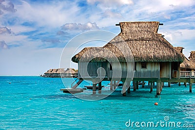 Houses on piles on sea. Maldives. Stock Photo