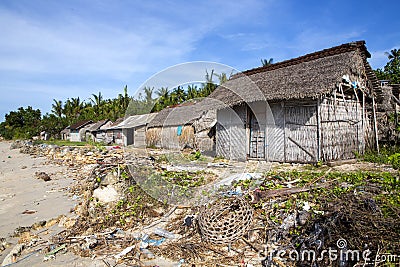 Houses of poor farmers seaweed, Nusa Penida-Bali, Indonesia Stock Photo