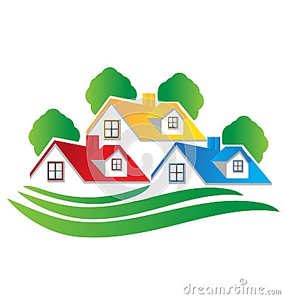 Houses real estate image logo vector design Vector Illustration