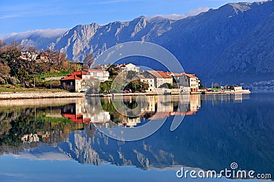 Houses reflection in the sea Stock Photo