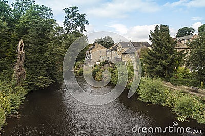 Houses by riverside at Knaresborough, Yorkshire, England Stock Photo