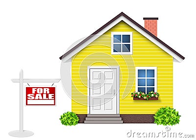 Houses For sale simple icon,Home yellow isolated Stock Photo