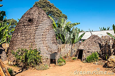 Houses of tribe Dorze Stock Photo