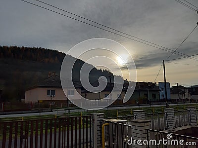 Houses under great sun in vilage my birth Editorial Stock Photo