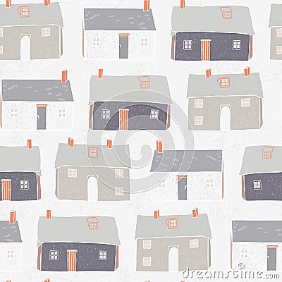 Houses Village Vector xmas Repeat Grey Background Vector Illustration