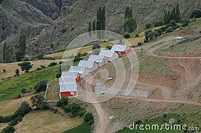 Houses in Ã–zlÃ¼ce village in Ispir district of Erzurum in Turkey Stock Photo