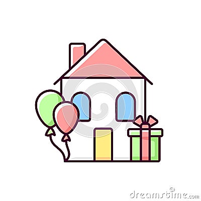 Housewarming party RGB color icon Cartoon Illustration