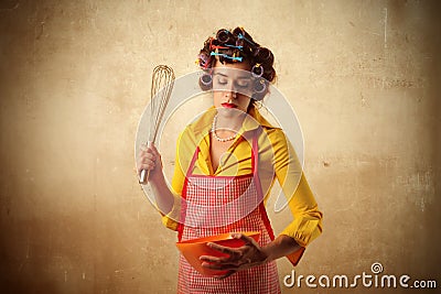 Housewife cooking Stock Photo