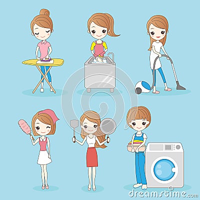 Housewife do housework Stock Photo