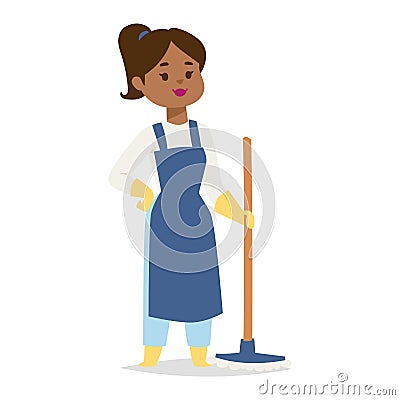 Housewife girl illustration. Vector Illustration