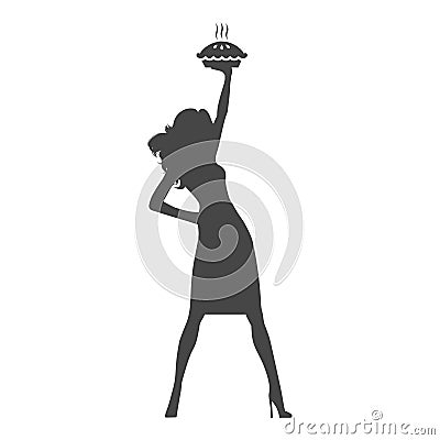 Housewife holding pie, woman holding a pie Vector Illustration