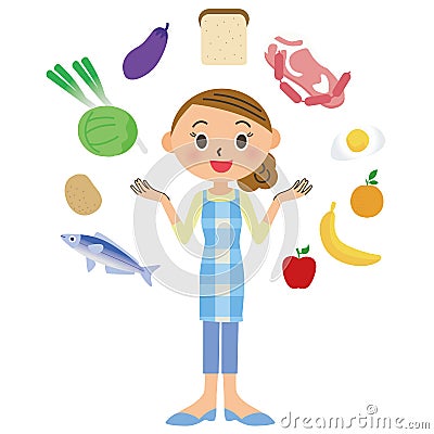 Housewife ingredients food Vector Illustration