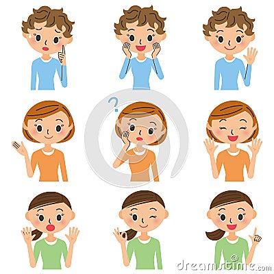 Housewife various poses Vector Illustration
