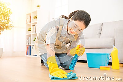 Housewife woman wash the floor Stock Photo