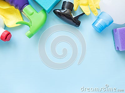 Housework, housekeeping and household concept - cleaning stuff Stock Photo