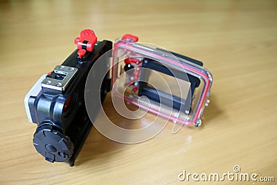 Housing for compact digital camera. Stock Photo