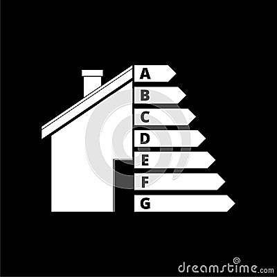 Housing energy efficiency icon, House and energy efficiency concept on dark background Vector Illustration