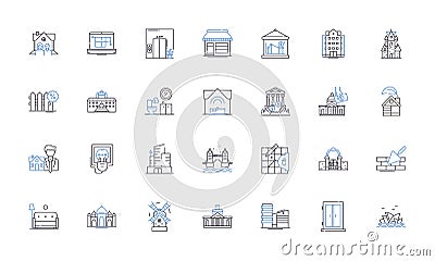 Housing solutions line icons collection. Affordable, Resilient, Innovative, Sustainable, Energy-efficient, Accessible Vector Illustration