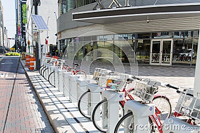 Houston downtown much bikes in street Editorial Stock Photo