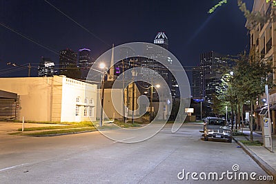 Houston downtown freeway night speed Editorial Stock Photo