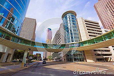 Houston cityscape Bell and Smith St in Texas US Stock Photo