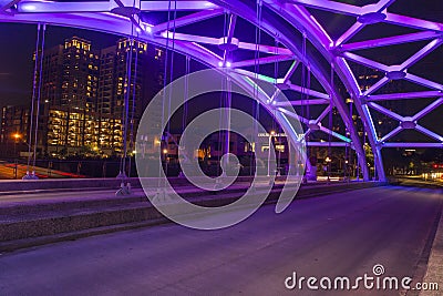 Houston from montrose at night Stock Photo